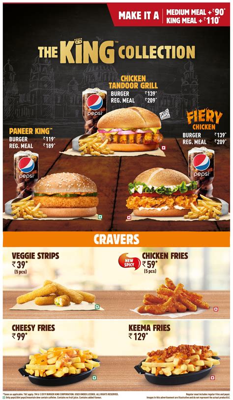 Burger King Menu & prices are sourced directly from Burger King Singapore outlets. Below is the list of latest Burger King menu with prices. Burger King Menu Singapore 2024. Menu Price; Burger King The Ultimate Selection Menu: Ultimate Chicken King: S$10.30: Ultimate Chicken King Meal: S$12.30: Double Ultimate Salmon: